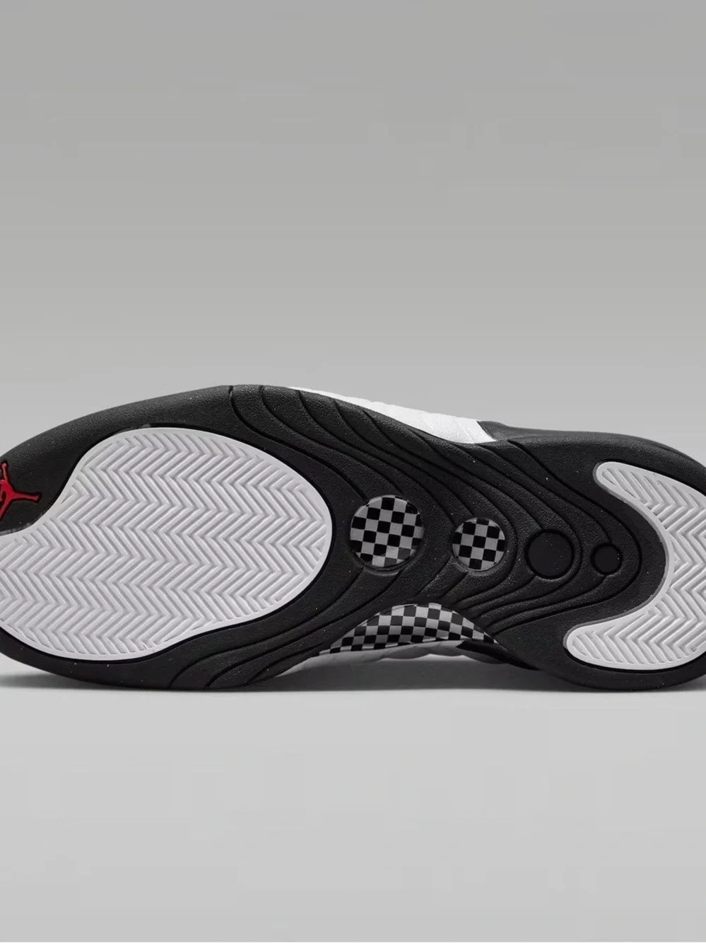 Jordan Men’s Mid Sneaker - Black/White/Red New. Original box is broken.